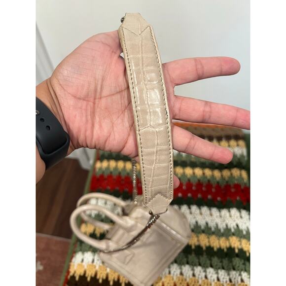 Zara Faux Croc Embossed Beige Crossbody Top Handle bag Small - Picture 11 of 11